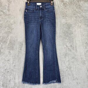 Frame Jeans Womens 24 Blue Le Crop Mini Boot Cropped Raw Hem Stretch Denim